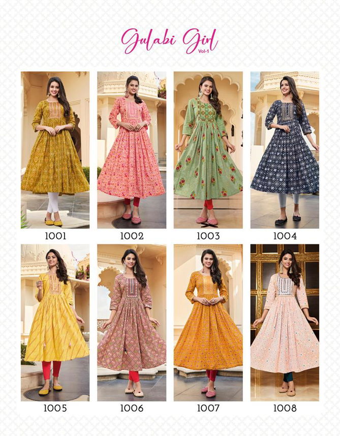 Gulabi Girl Vol 1 Diya Trends Wholesale Cotton Anarkali Kurtis Catalog